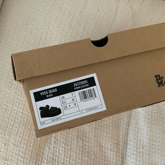 Dr Doc Martens Voss Women's Leather Strap Platform Sandals Heels Shoes in Black - Picture 4 of 13